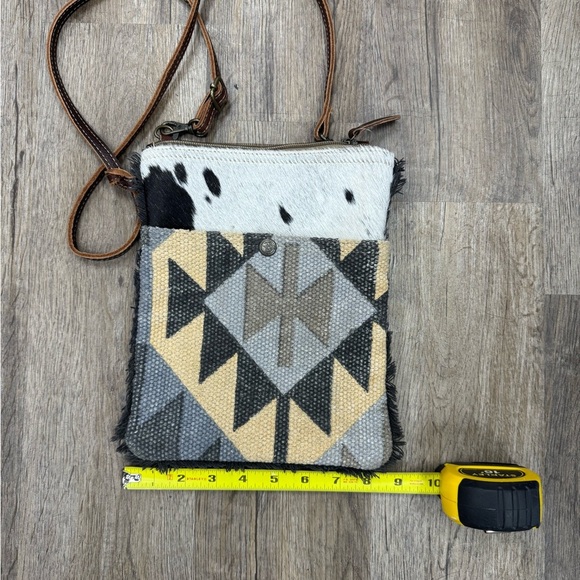 Myra Bag Handbags - Myra Bag Cowhide Beary Hairy Crossbody Bag | Gray & Brown